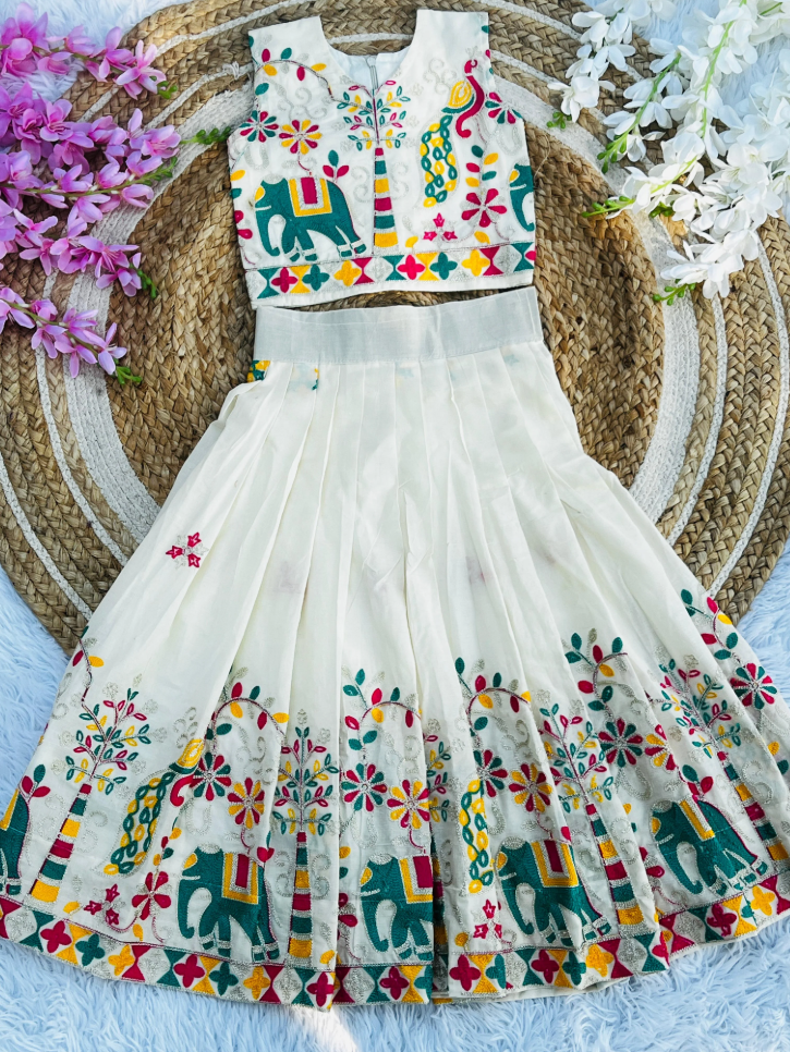 Abalone Pure Heavy Cotton Kids Lehengha Choli