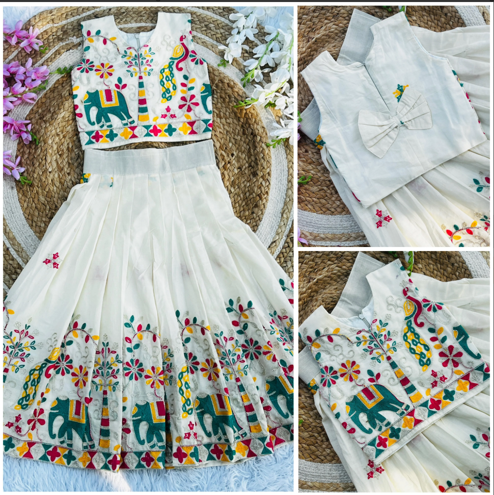 Abalone Pure Heavy Cotton Kids Lehengha Choli