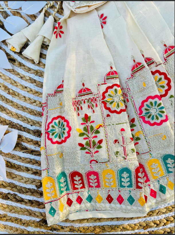 Pearlesecnt Pure Cotton Embroidery work Lahengha with Top for kids
