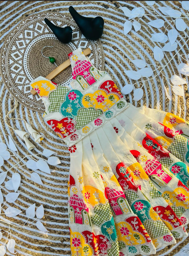 Glamorous Desirable Pure Cotton Silk Lehengha Choli for Kids