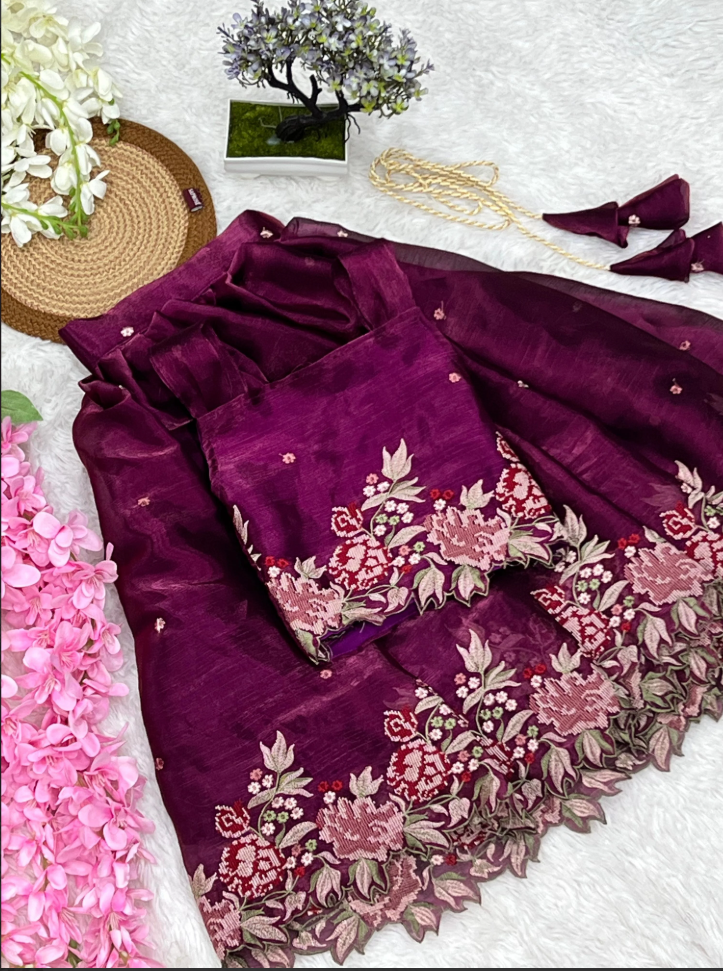 Innovative Jimmy-chu Beautiful Embroidery work Fabric Lahenga Choli