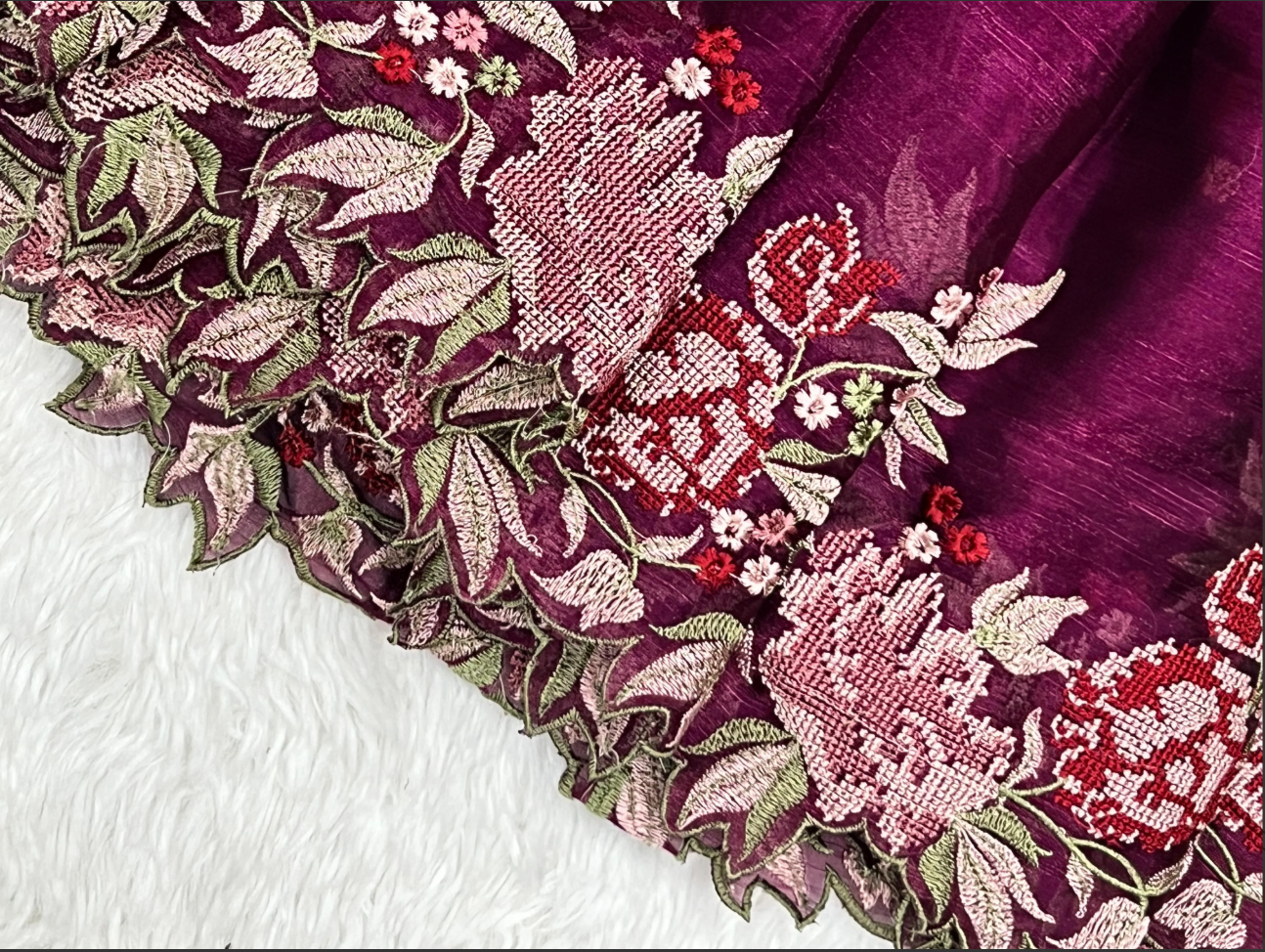 Innovative Jimmy-chu Beautiful Embroidery work Fabric Lahenga Choli