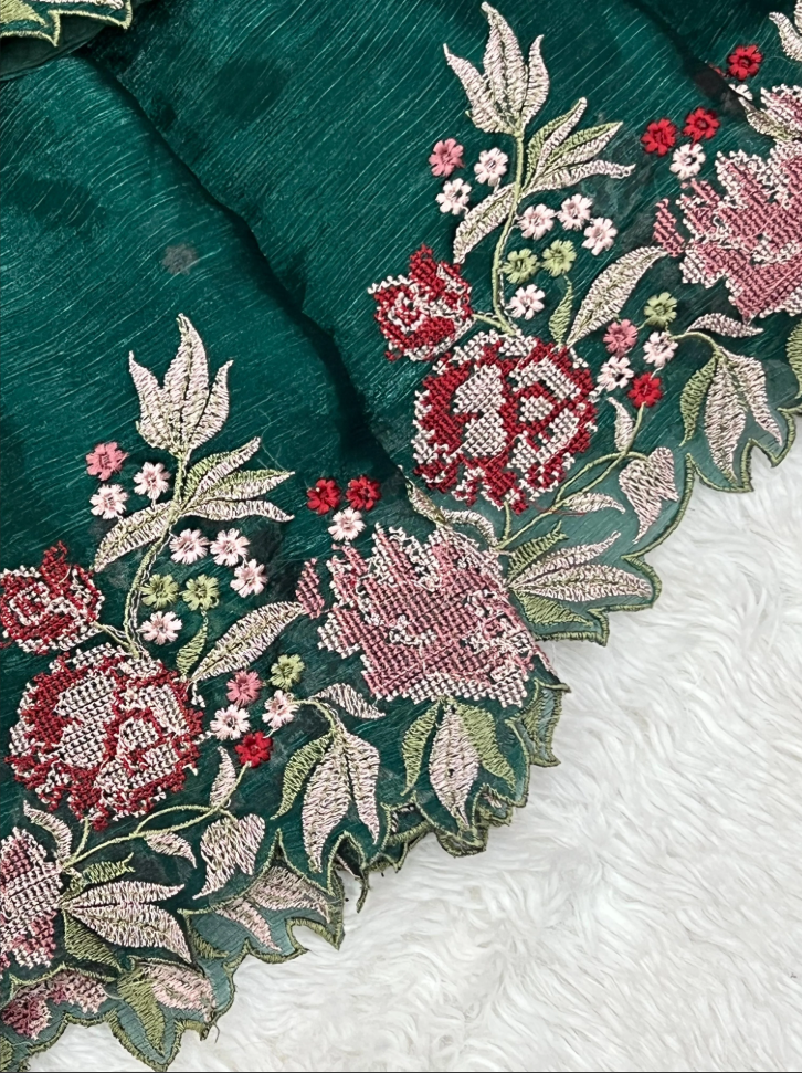 Innovative Jimmy-chu Beautiful Embroidery work Fabric Lahenga Choli