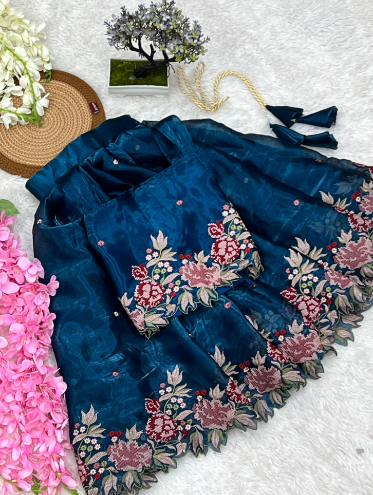 Innovative Jimmy-chu Beautiful Embroidery work Fabric Lahenga Choli