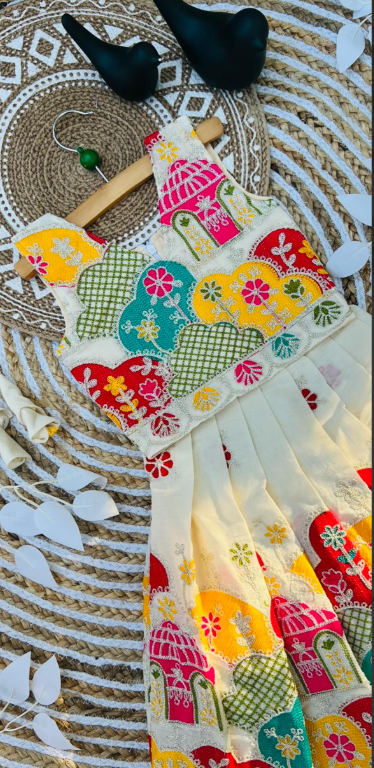 Glamorous Desirable Pure Cotton Silk Lehengha Choli for Kids